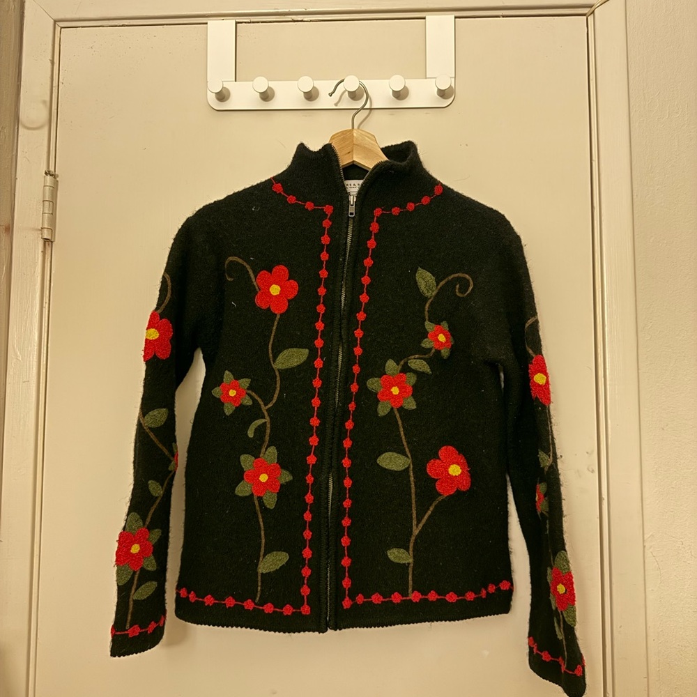 Floral Embroidered Wool Jacket